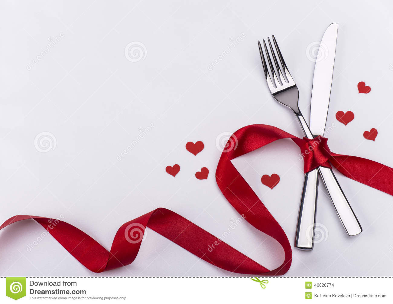 Fork And Knife For Wedding Celebration Background Stock Photo   Image