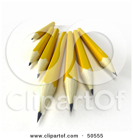Free  Rf  3d Clipart Illustration Of A Group Of Sharp Yellow Pencils