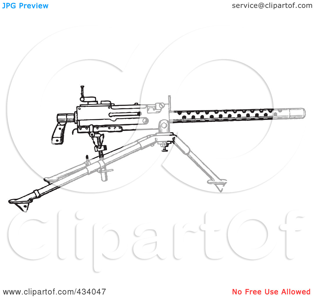 Free  Rf  Clipart Illustration Of A Vintage Black And White War Gun