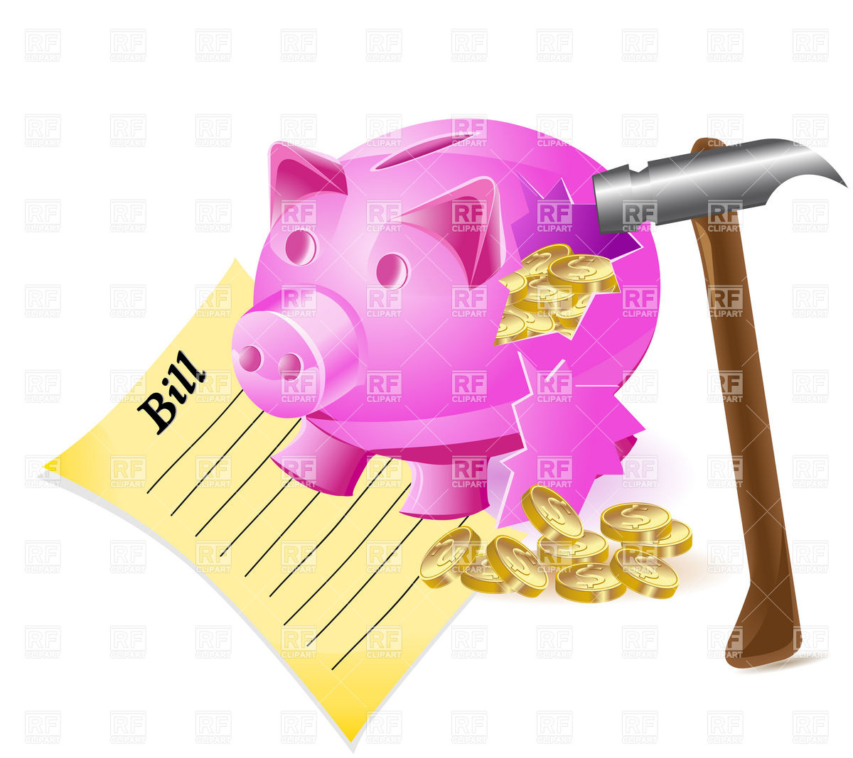     Piggy Bank And Coins Download Royalty Free Vector Clipart  Eps