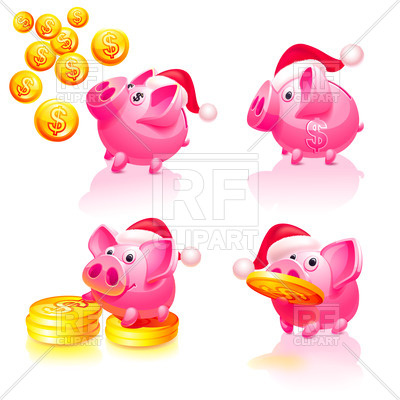 Piggy Bank With Coins Download Royalty Free Vector Clipart  Eps