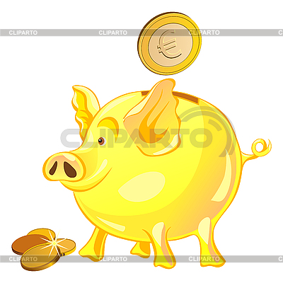 Piggy Bank With Gold Coins   Stock Vector Graphics   Id 3076800