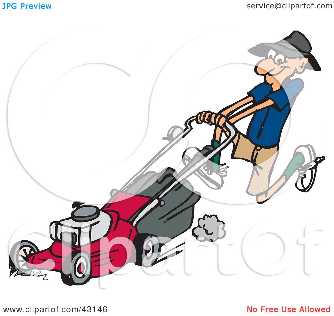 Running And Pushing A Red Lawn Mower By Dennis Holmes Designs  43146
