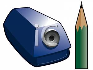 Sharp Pencil And A Pencil Sharpener   Royalty Free Clipart Picture