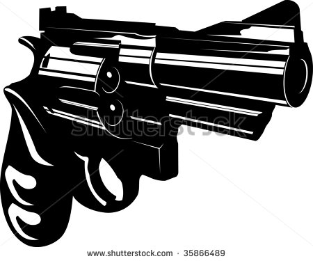 Vector Illustration Of A Gun Black And White   Stock Vector