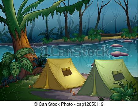 Camping In The Woods Clipart A Tent Camp In The Woods