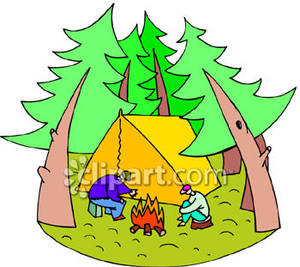 Camping In The Woods   Royalty Free Clipart Picture