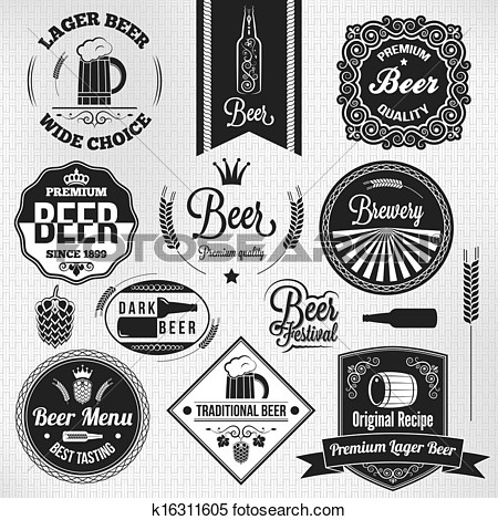 Clipart   Beer Set Vintage Lager Labels   Fotosearch   Search Clip Art