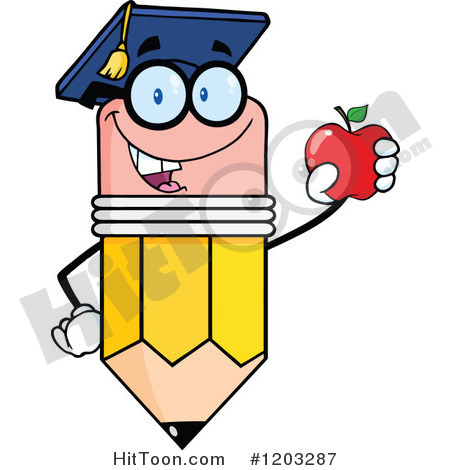 Graduation Cartoon Clipart Pencil Mascot Graduate Holding
