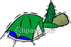 Green Tent In The Woods   Royalty Free Clipart Picture