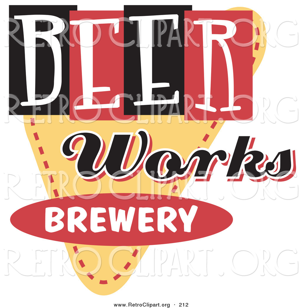 Retro Clipart Of A Vintage Beer Works Brewery Advertisement Sign By