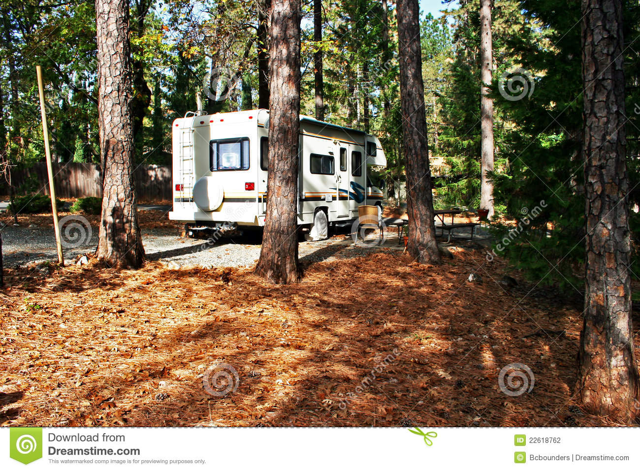 Rv Camping In The Woods Stock Photography   Image  22618762