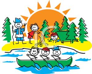 Stick Family Camping In The Woods   Royalty Free Clipart Picture