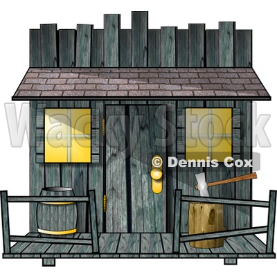 Clipart Of An Old Creepy Wood Shed Or Western Saloon Building
