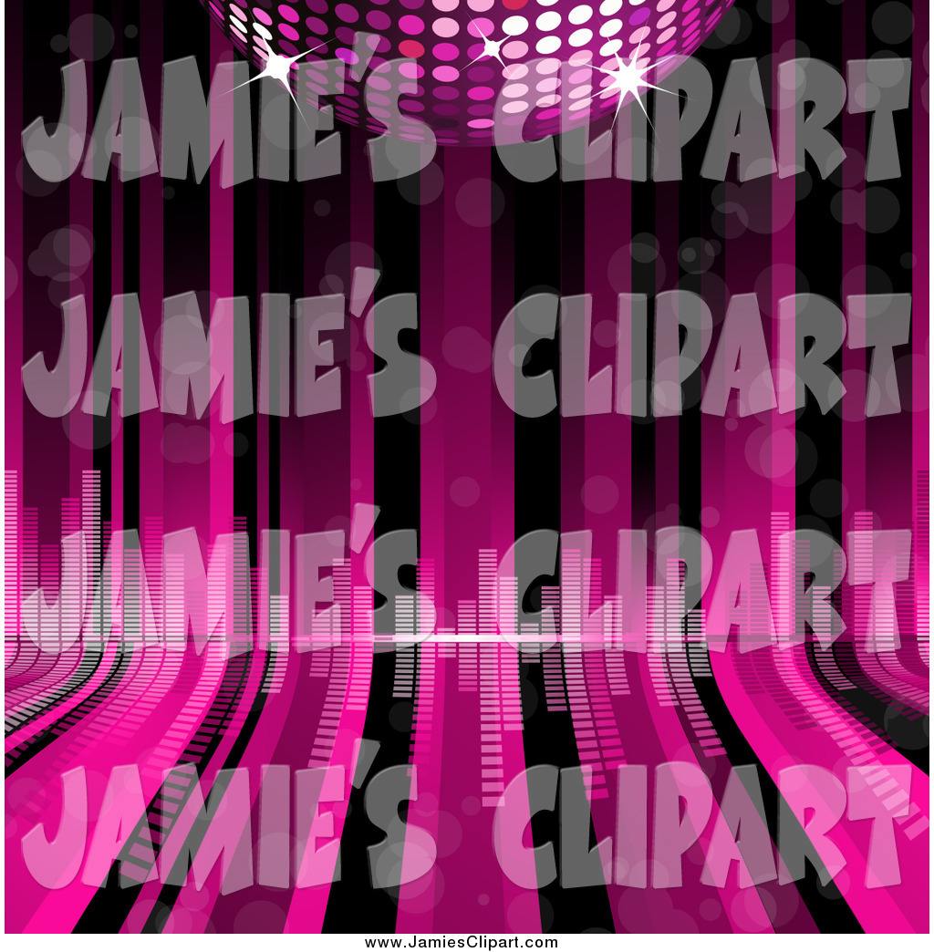 Larger Preview  Clip Art Of A 3d Disco Ball Over Pink And Black