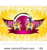 Vector Clipart Of A Silhouetted Female Dj Mixing A Record On A    