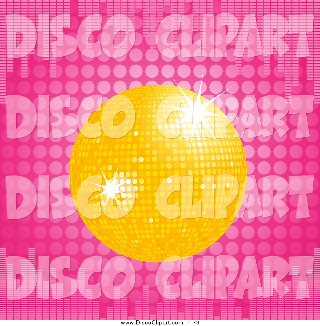 Yellow Disco Ball Over A Pink Dotted Background With Equalizer Bars