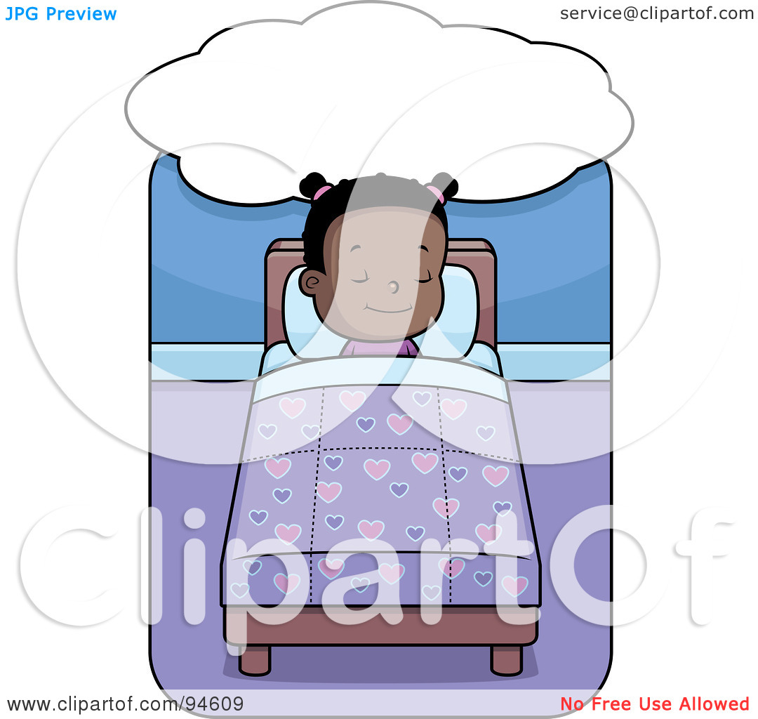 Free  Rf  Clipart Illustration Of A Cute Little Black Girl Sleeping