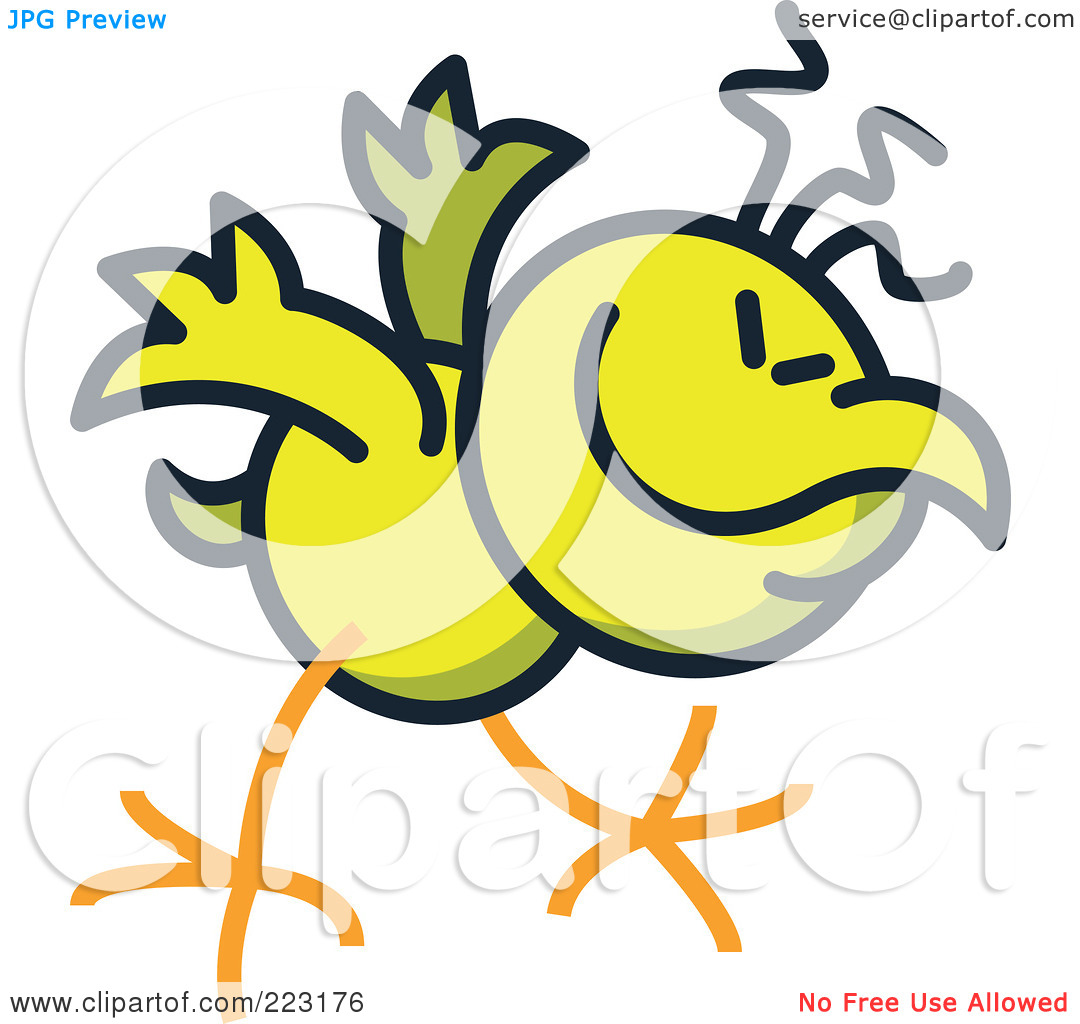Royalty Free  Rf  Clipart Illustration Of A Yellow Chicken Bowing By