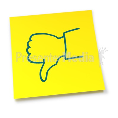 Yellow Sticky Note Thumbs Down   Signs And Symbols   Great Clipart For