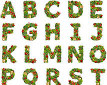Christmas Alphabet Digital Clipart Fonts Abc Christmas Tree Clip Art