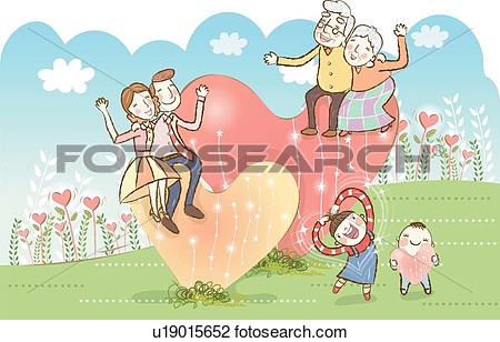 Art   Multi Generation Family On Hearts  Fotosearch   Search Clipart