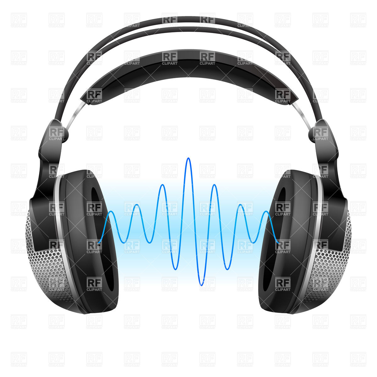 Headphones And Music Wave Download Royalty Free Vector Clipart  Eps