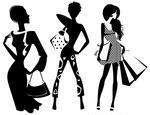 Silhouette Of Fashion Girl With Bags Silhouette Of Fashion Girls