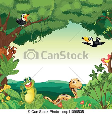 Vector Clipart Of Forest Scene   Illustration Of A Jungle Scene