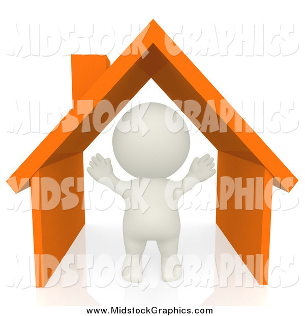 Clip Art Of A 3d White Person In An Orange Home By Andresr    81