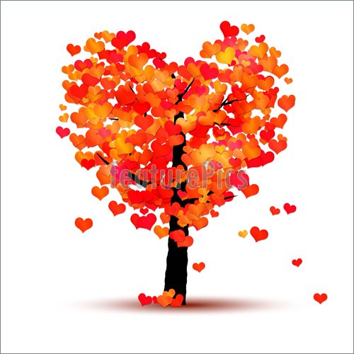 Fall Tree Heart Clip Art