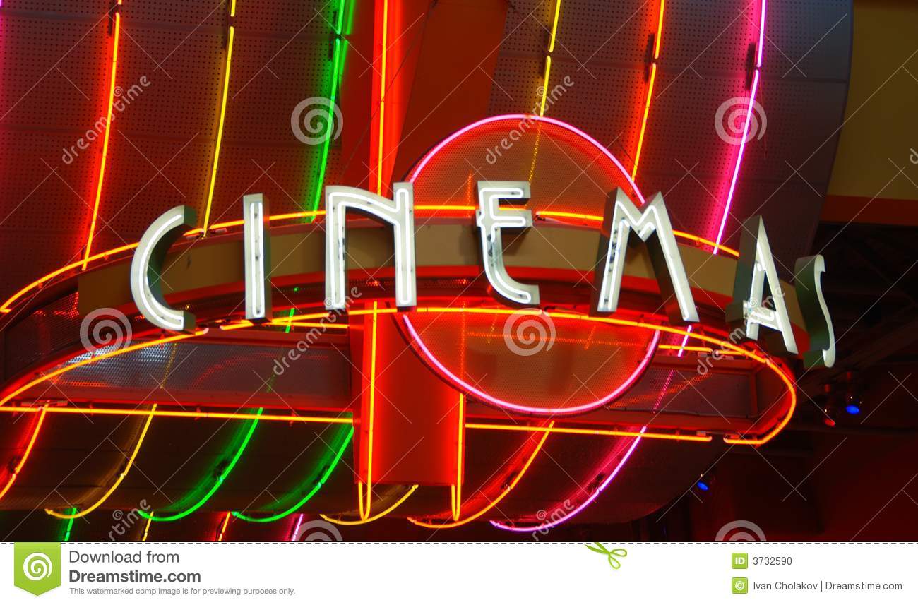 Illuminated Colorful Neon Sign For Modern Movie Theater