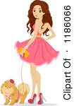 Standing With Her Dog Royalty Free Vector Clipart By Bnp Design Studio