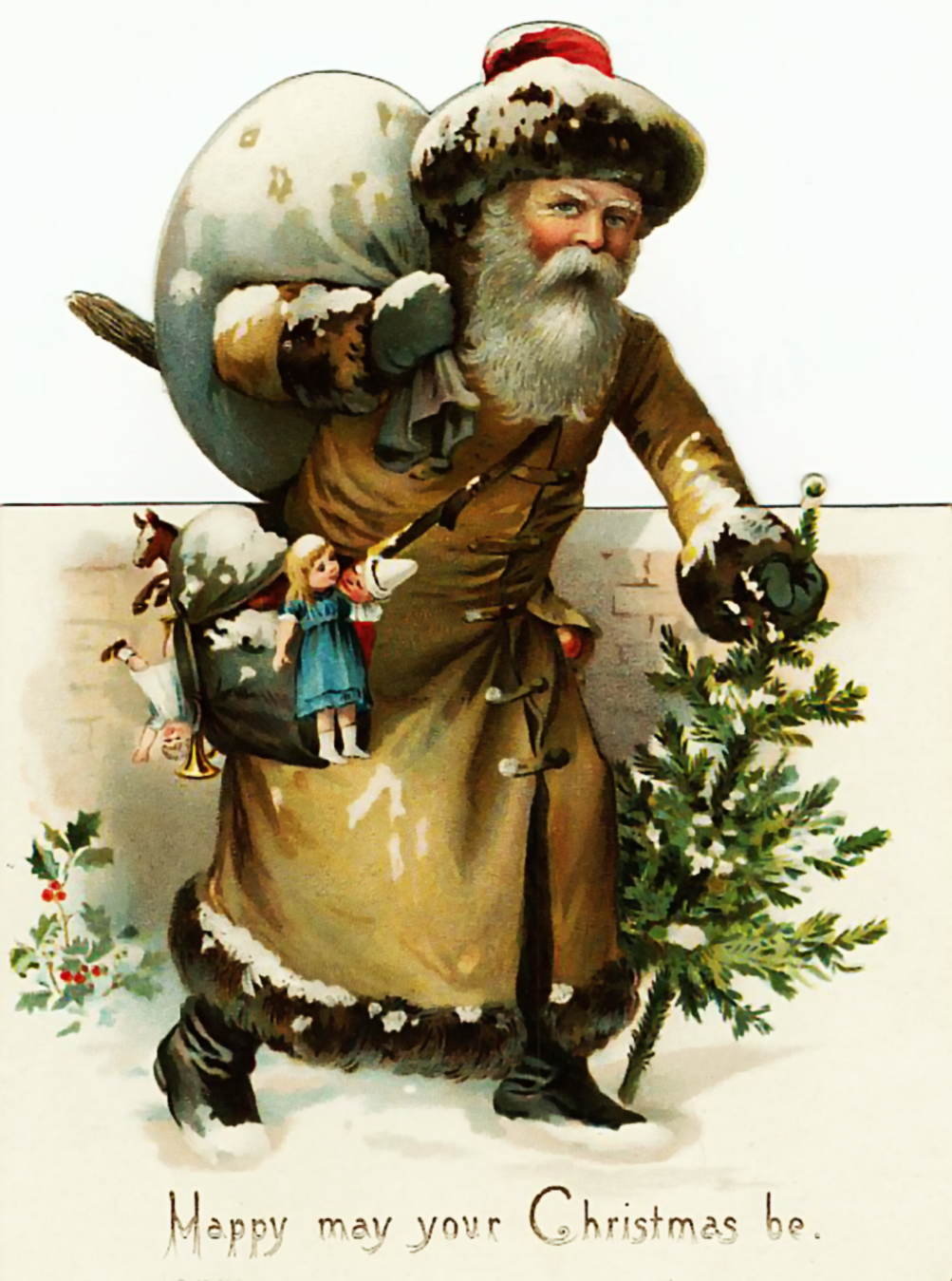 Free Victorian Santa With Sack Clipart