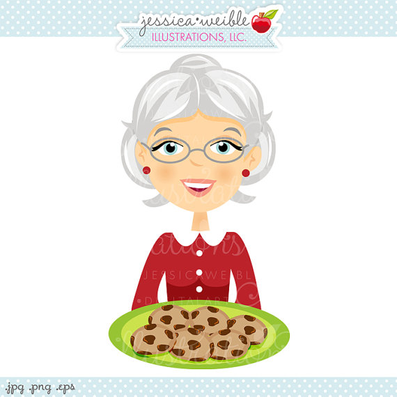 Grandma With Cookie Plate Character Illustration Illustration Of