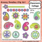 Groovy Doodles Peace Paisely Clip Art   Color   Personal   Comm Use T