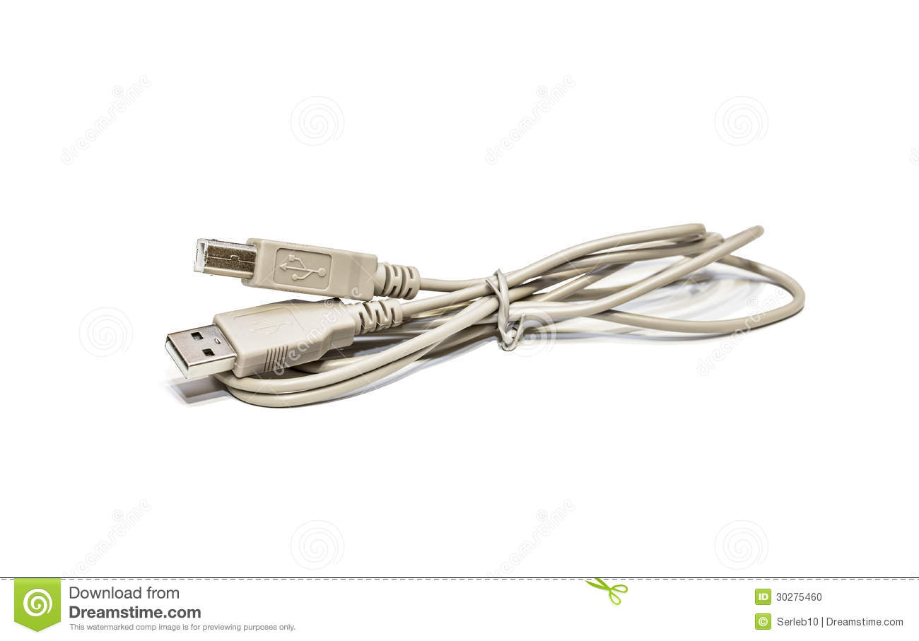 Usb Cable For Peripheral Devices Isolated On White Background