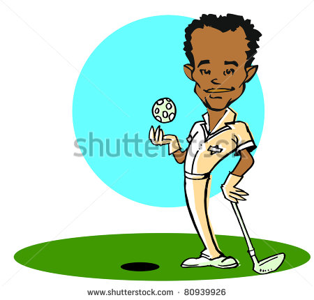 African American Golfer Man Clipart Stock Photo 80939926