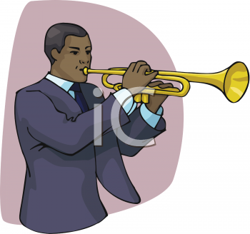 African American Man Playing A Trumpet   Royalty Free Clip Art Picture