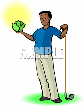 Clipart Picture Of An African American Man Holding A Head Of Lettuce