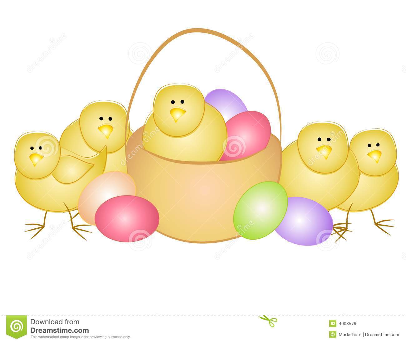 Easter Eggs And Chicks With Basket Royalty Free Stock Images   Image