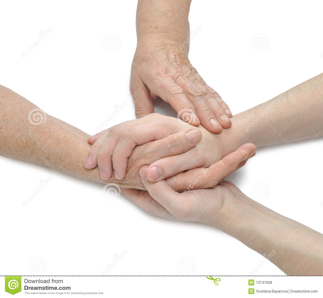 Old And Young Hands  Offering Comfort Royalty Free Stock Photos