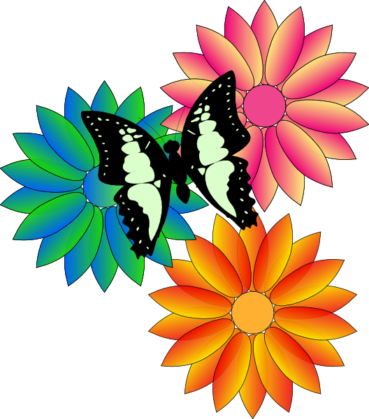 Butterfly And Flowers Clip Art At Clker Com   Vector Clip Art Online