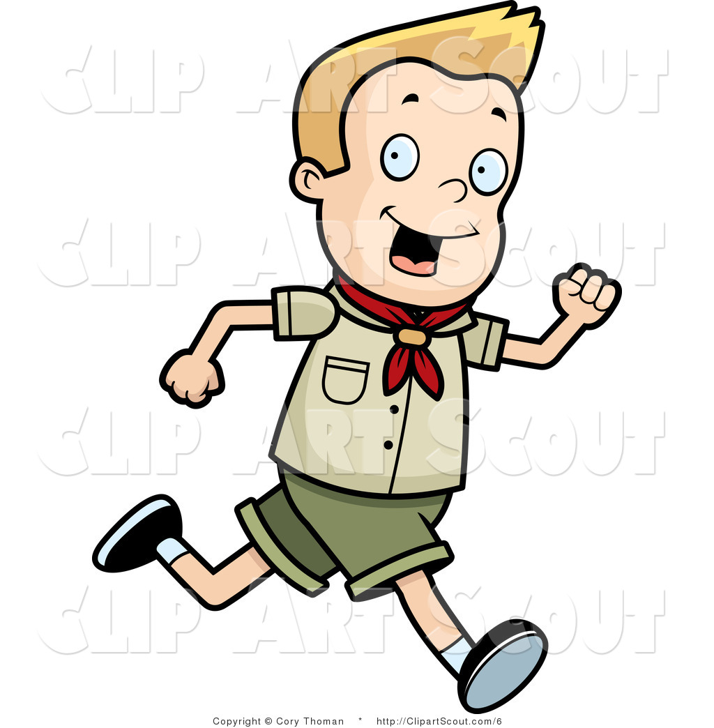 Clipart Of A Blond Scout Boy Running By Cory Thoman    6