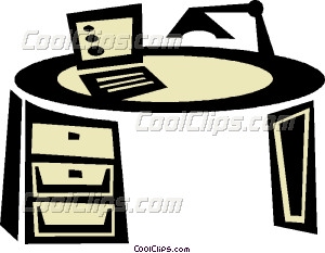 Cool Office Desks On Office Desk With Laptop Vector Clip Art