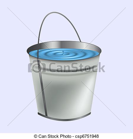 Vector Of A Bucket Of Water On A Blue Background Csp6751948   Search