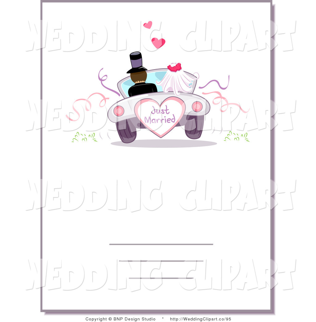 Getaway Wedding Car Invitation Just Married Purple Heart Wedding Frame