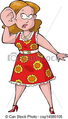Vector Clipart Of Woman With Big Ear   A Woman Listens To A Large Ear