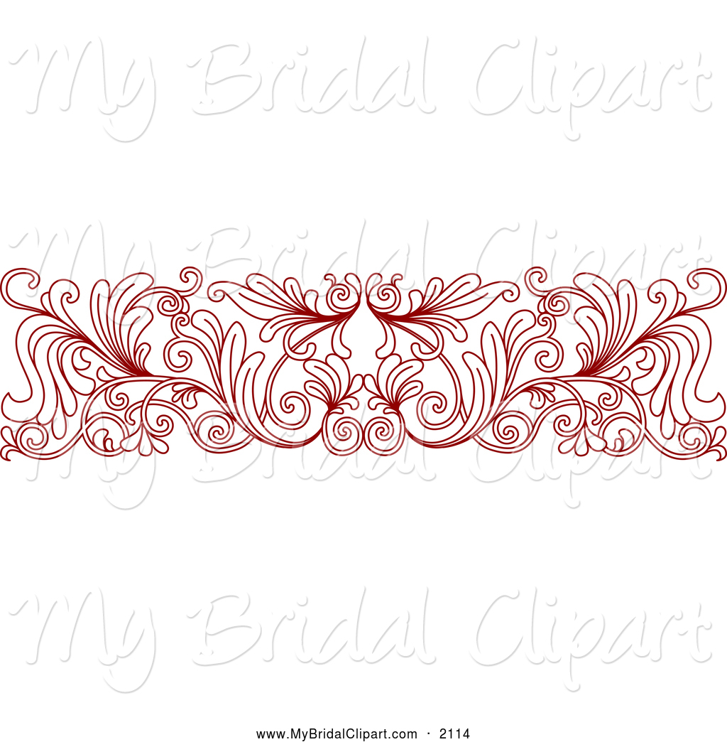 Larger Preview  Bridal Clipart Of A Red Ornate Floral Wedding Border