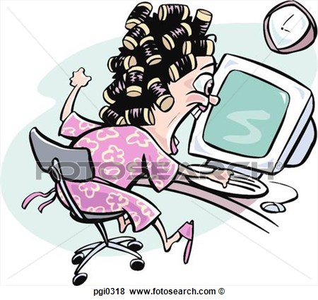 Stock Illustration Of A Woman Showing Frustration At Her Computer